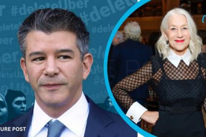 Travis Kalanick and Helen Mirren